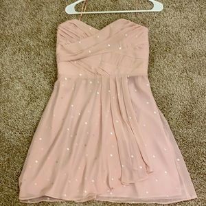 Express pink ruched strapless dress